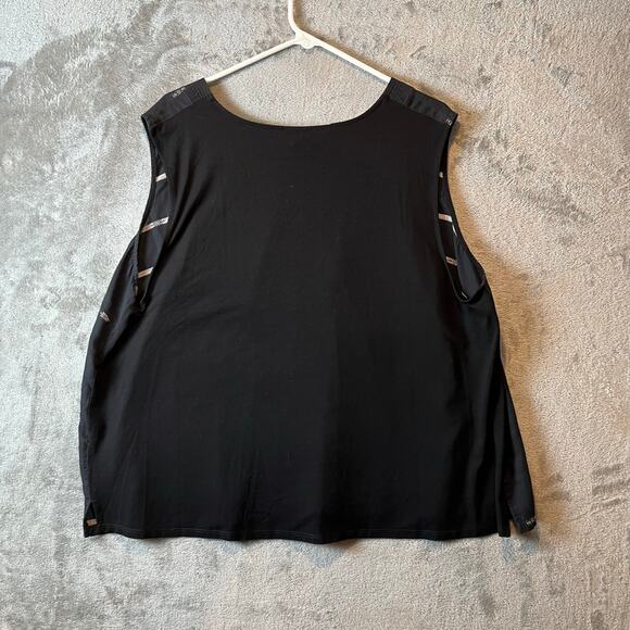 Eileen Fisher Nomadic Stripe Black Split Neck Size 3X Organic Cotton Blend - Picture 4 of 5